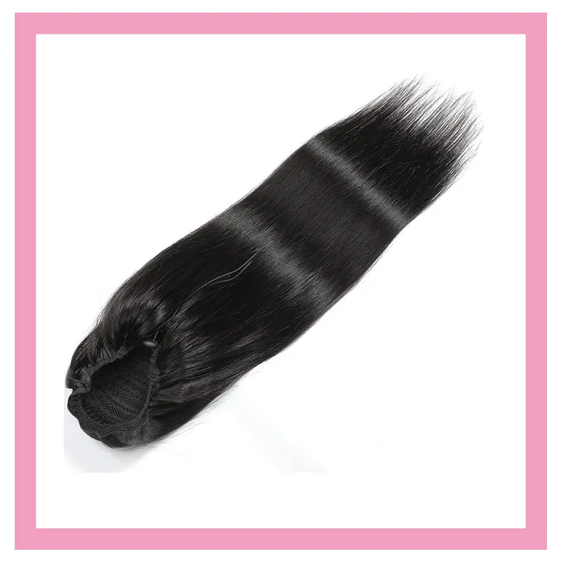 ذيل الشعر البشري في بيرو ، لون طبيعي مستقيم 8-26 بوصة من ذيل الحصان ، بيرو ، شعر عذراء ، قطعة واحدة ناعمة أسود