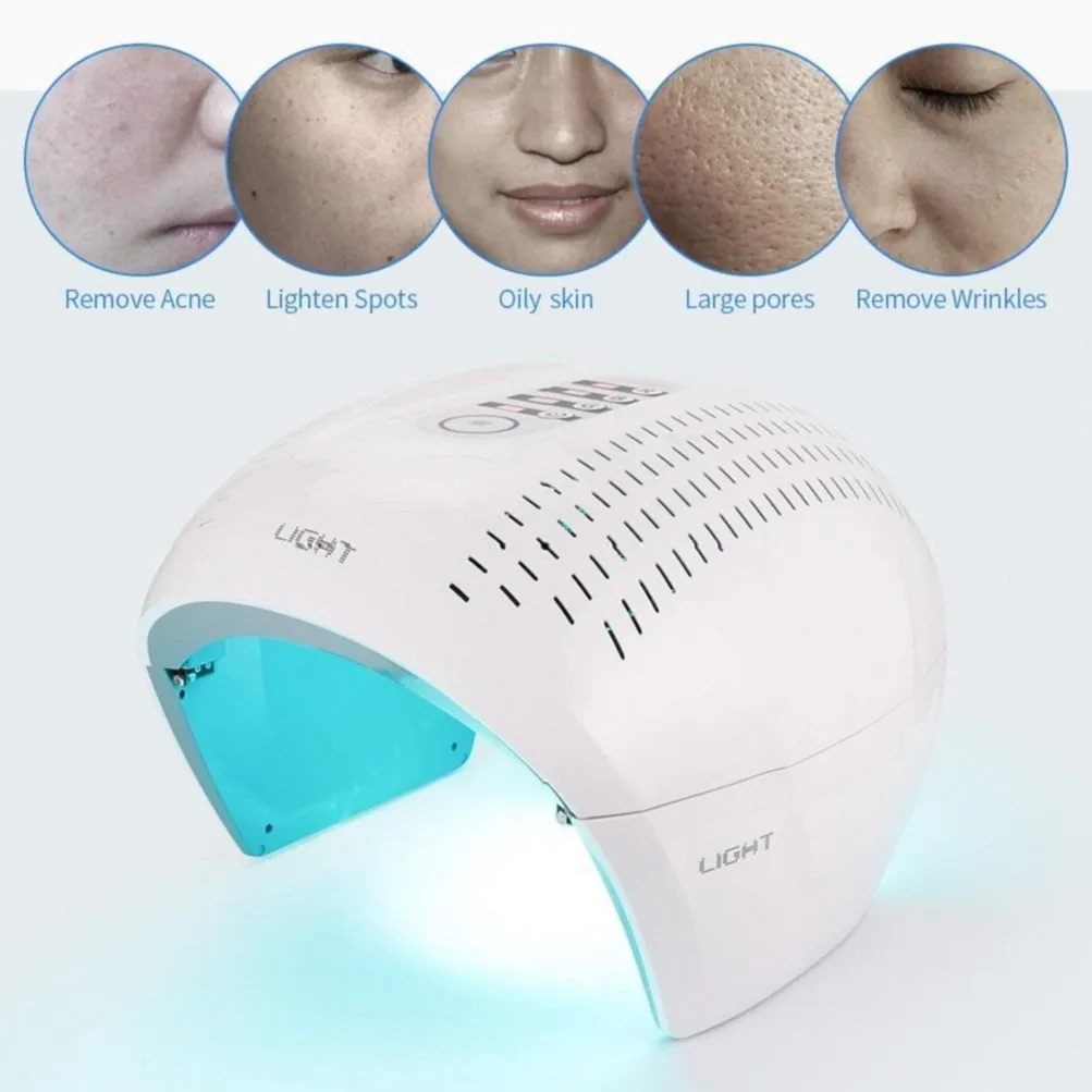 Máquina de máscara de beleza portátil 7 colorido LED fóton terapia PDT Lâmpada Tratamento de pele Removedor de acne anti-rugas