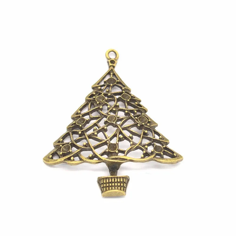50 pezzi di ciondoli per albero di Natale di grandi dimensioni Ciondolo con ciondoli per il giorno di Natale in argento antico bronzo argento color62 48mm232b