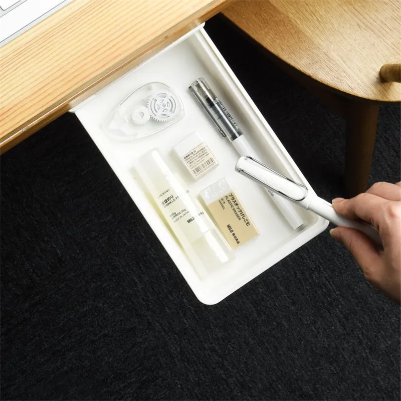 Ołówek Tray Self Stick pod biurkiem Uchwyt do przechowywania szuflady Organizator Zestaw Organizator Zestaw stolika pod biurkiem Uchwyt szuflady YQ02167