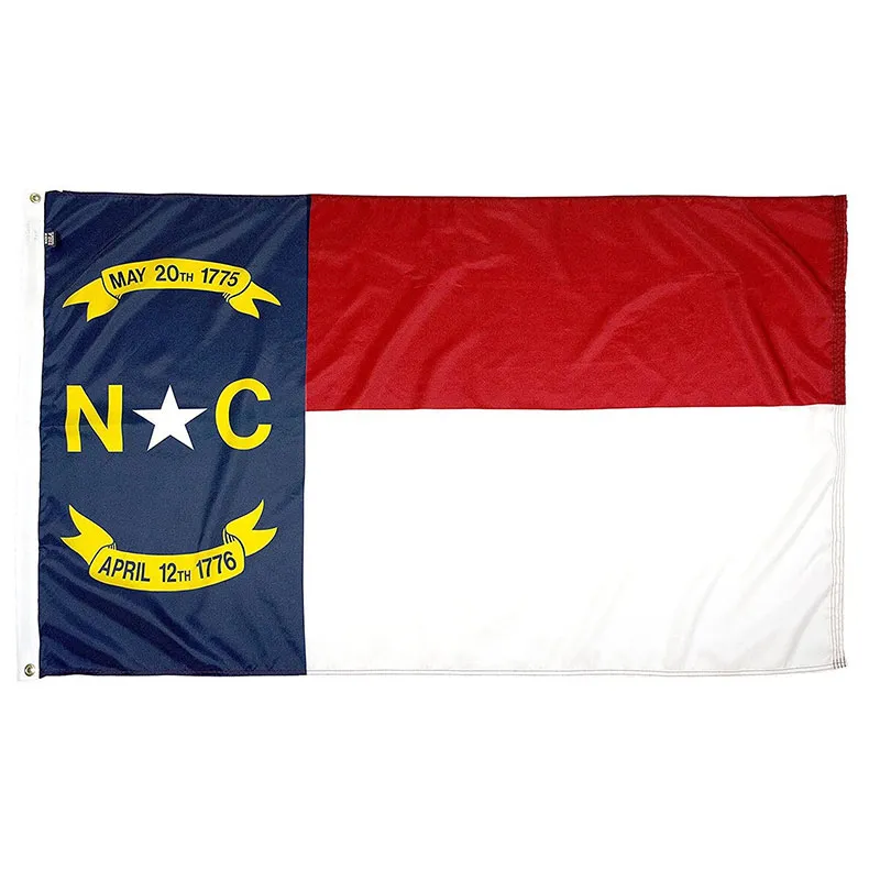 North Carolina Nylon State Flag 150x90cm 100D poliestere Stampa digitale Sport Team School Club Indoor Outdoor Spedizione gratuita