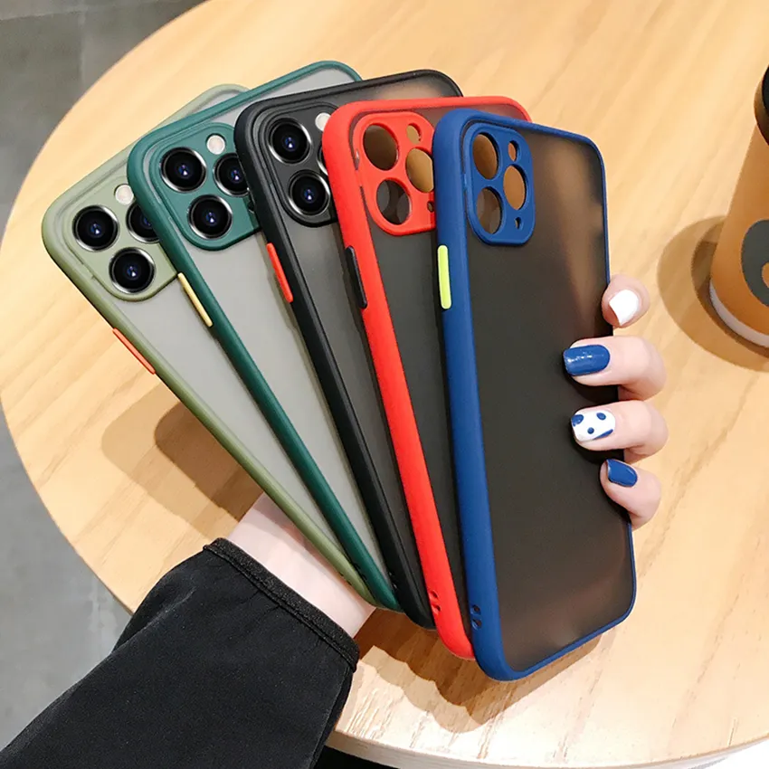 Doorschijnendheid Huid Schokbestendig Bescherm Cases Cover Matte Hybride PC TPU Telefoons Case voor iPhone 11 12 PRO MAX X XS XR 78 PLUS Apple Mobiele telefoon