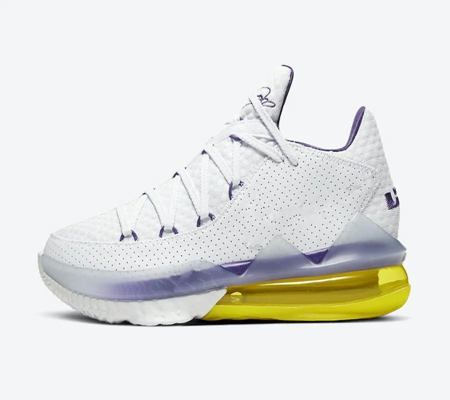 Lebron 17 XVII Low Lakers Home Men Basketball Shoes With Box Top