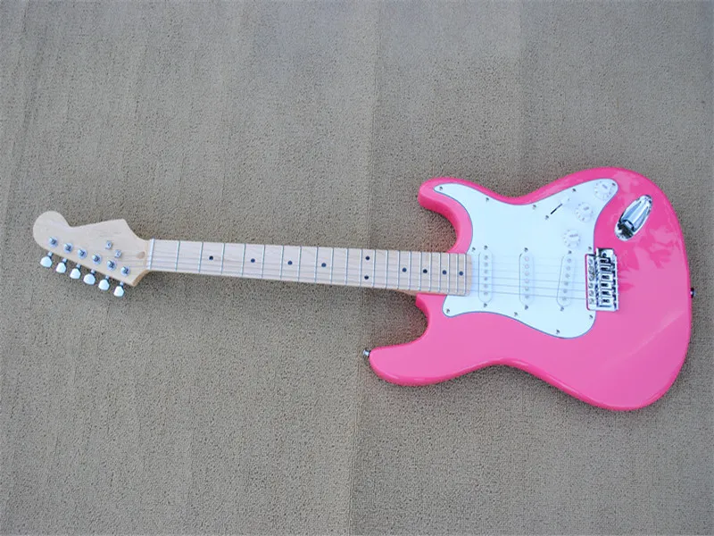 Guitarra elétrica de corpo-de-rosa com branco Pickguard, 3S Branco Pickups, o Maple Fingerboard, oferecer serviços personalizados