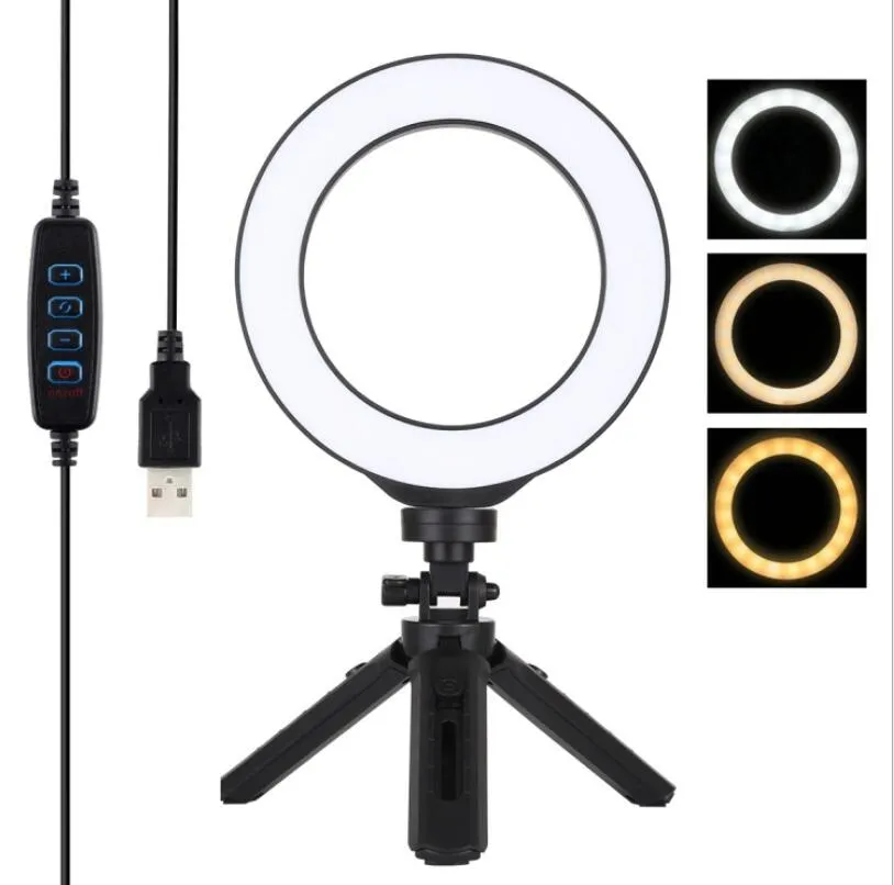 6 polegadas mini tripé stand k315 anel lâmpada dimmable luz móvel luz selfie luz com tripé profissional anel luz na transmissão