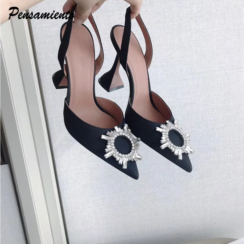 2020 Star style Women Sandals Elegant Pointed toe Slingback Summer Office Lady Shoes Fashion High heels Gladiator sandals Woman Y200620