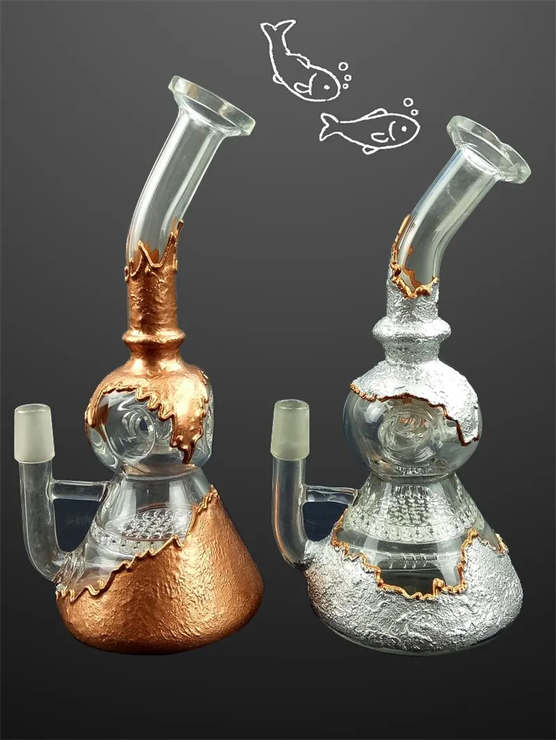 Nouveau Design Verre Fumer Bang Narguilés 7.5 pouces Argent Or Inline et Nid D'abeille Prec Percolateur pour chicha shisha