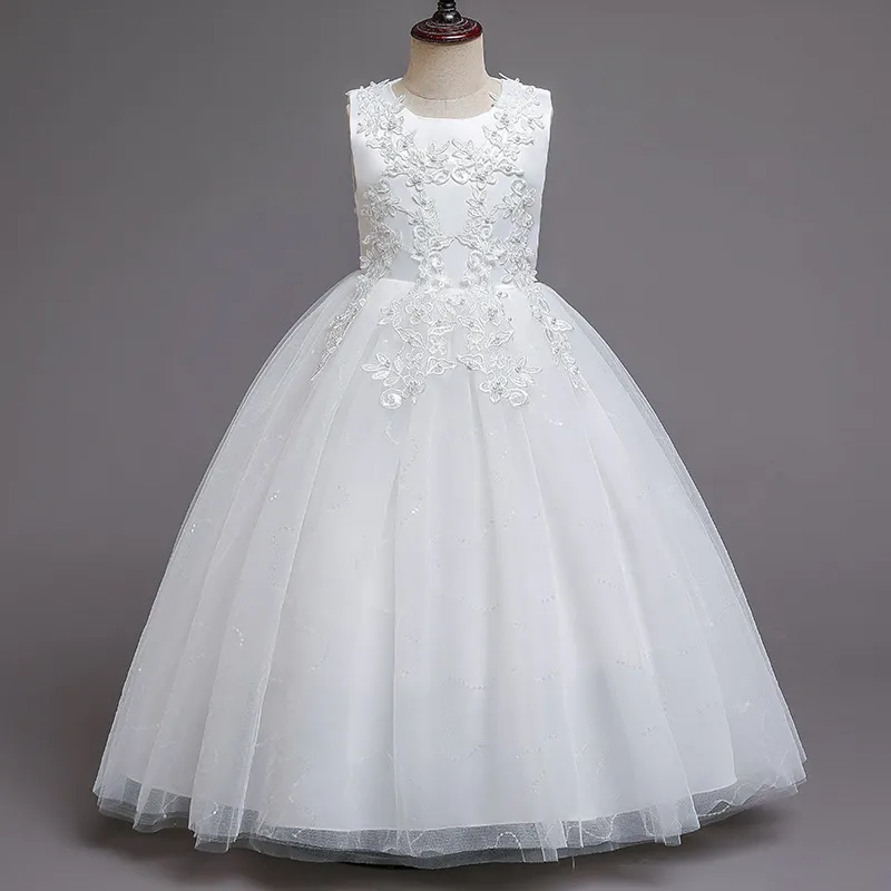 2020子供の女の子のドレス夏の子供服パーティーエレガントな王女ロングチュールの赤ちゃん女の子キッズレースの結婚式の服