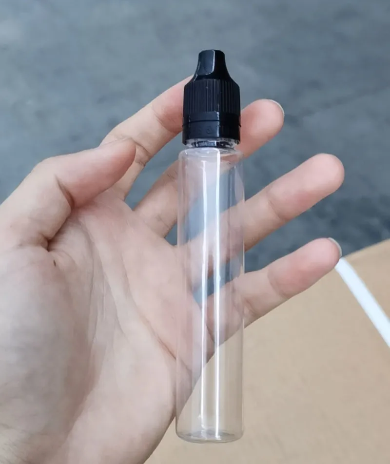 1300 Adet Kalem Şekli Şişe 30 ml PET Şişeler Çocuklardan Korumalı Sabotaj Kanıtlı Eliquid Ejuice Esansiyel Yağı 30 ml