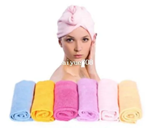 Livraison gratuite en gros 4pcs / lot 4 couleurs Lady magique rapide cheveux séchage de bain Wrap Twist serviette Chapeau Quick Dry Microfibre ZGV1-4