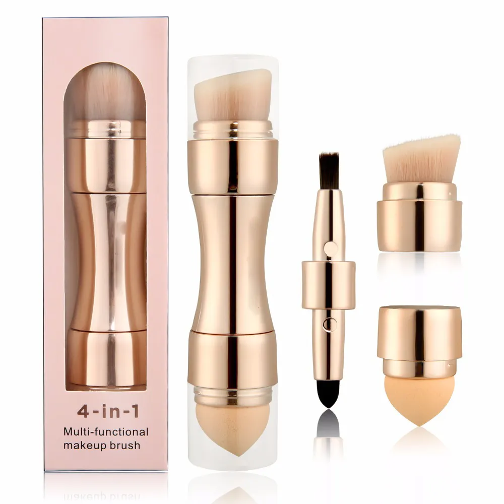 4 in 1 Make-up Pinsel Foundation Lidschatten Puderpinsel Kosmetik Concealer Lippenpinsel Gold/Roségold Farbe J1706