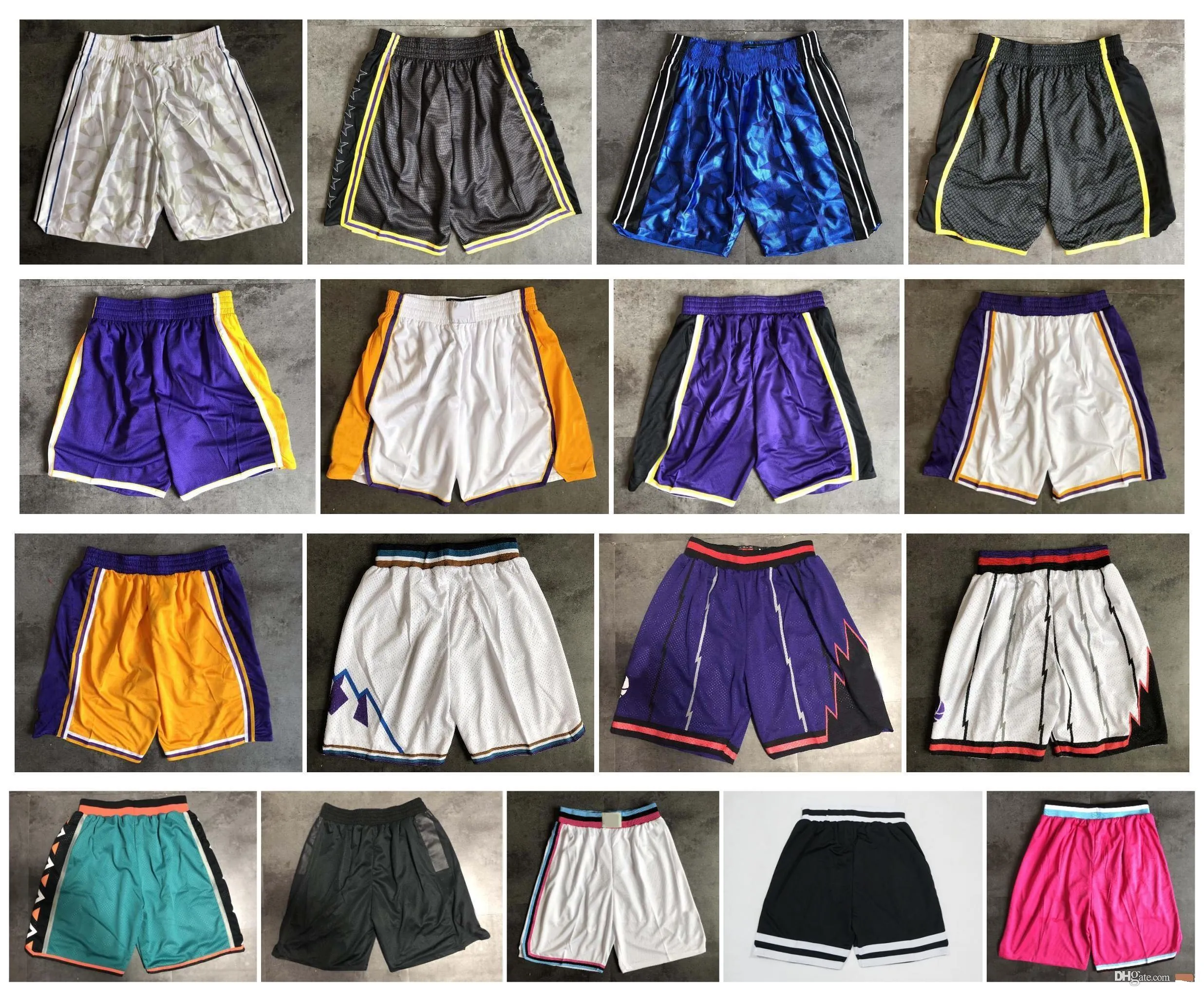 Nueva calidad superior! 2020 Equipo Pantalones cortos de baloncesto hombres pantalones cortos deportes pantalones cortos universitarios blanco azul rojo púrpura amarillo negro verde