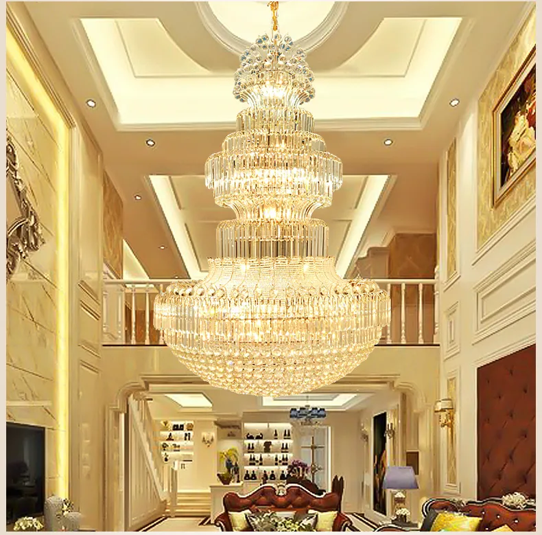 Modern Amerikan Kristal Avizeler Işıklar Fikstür LED Işık Büyük Lüks Avrupa Kristal Chandelier Hotel Ev Kapalı Aydınlatma Dia80cm/100cm