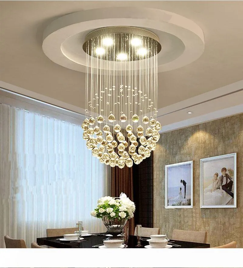 Nowoczesny LED K9 Ball Crystal Wisiorek Light Light Chandelier Jasne światła sufitowe