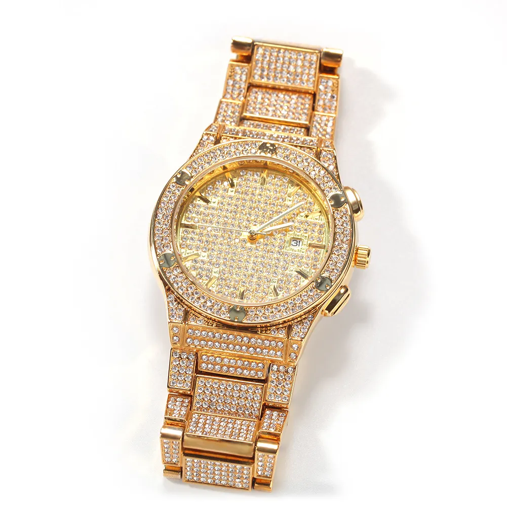 Goedkope hiphop horloges, topkwaliteit diamant man's horloges, mode hot sell quartz horloges