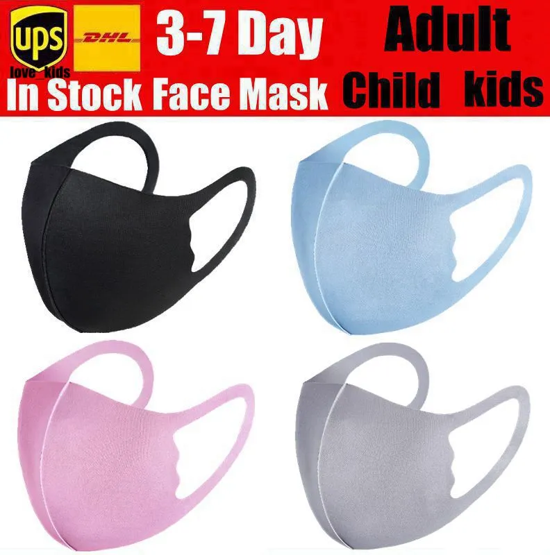 Gesichtsmaske Mund-Maske Erwachsene Kinder Jungen Abdeckung PM2.5 Respirator Staubdichtes Anti-Staub Waschbar Wiederverwendbare Ice Silk Cotton Kind Masken DHL