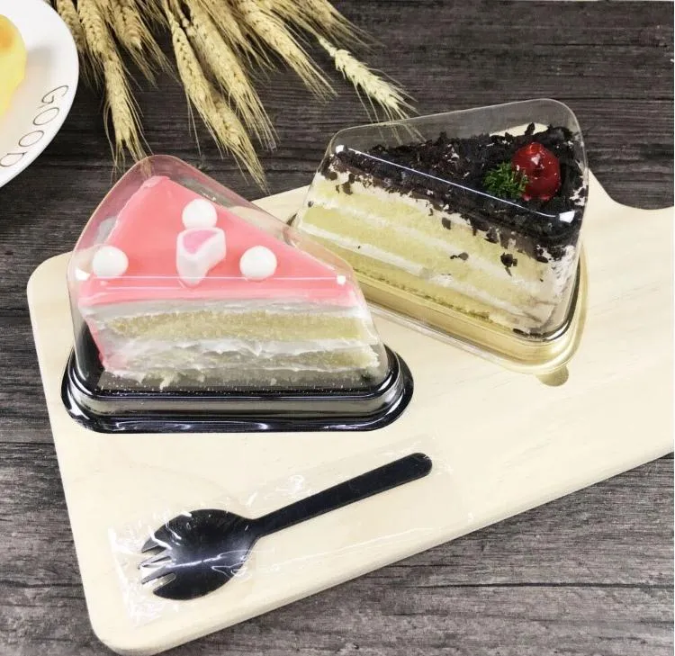 Nouvelle arrivée en plastique clair jetable gâteau boîte unique individuel 8 pouces Triangle gâteau boîtes alimentaire Dessert emballage SN1633