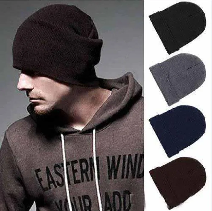 Gorąca Sprzedaż Klasyczne Męskie Damskie Kobiet Slouch Beanie Dzianiny Oversize Faie Czaszka Czapki Czapki Czarna Szara Niebieska Kawa 12 sztuk