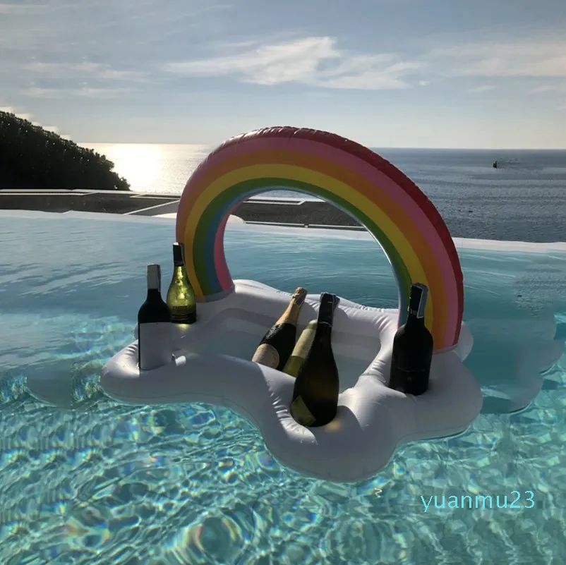 Partihandel-Summer Party Bucket Cup Hållare Uppblåsbara Pool Float Beer Drinking Cooler Table Bar Tray Beach Swimming Ring