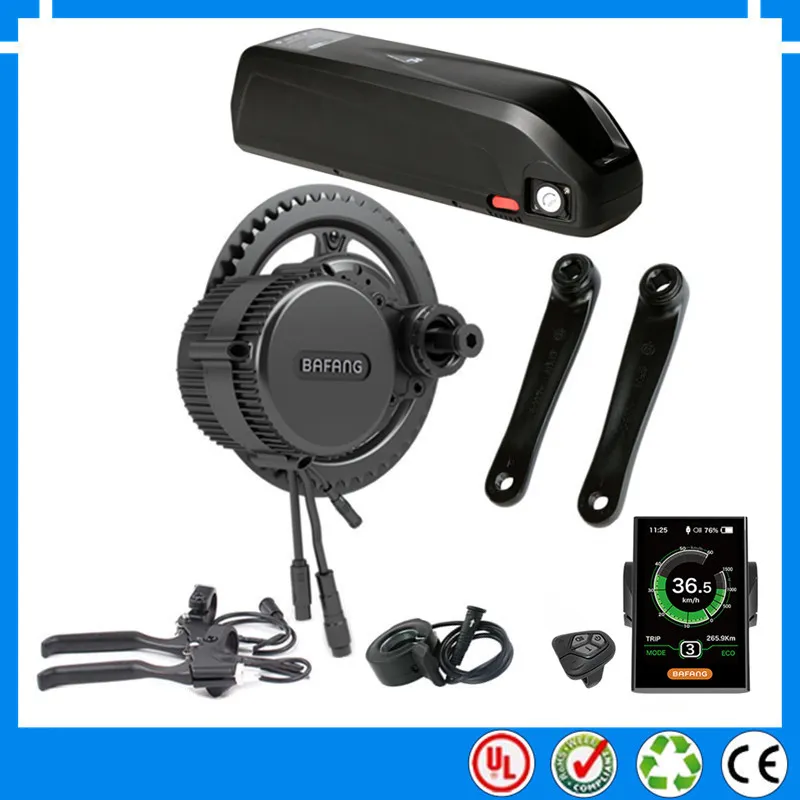 UE USA RU nessuna tassa 48V 750W BBS02B Kit motore elettrico Bafang mid drive + batteria ebike con tubo obliquo agli ioni di litio da 14,5 Ah