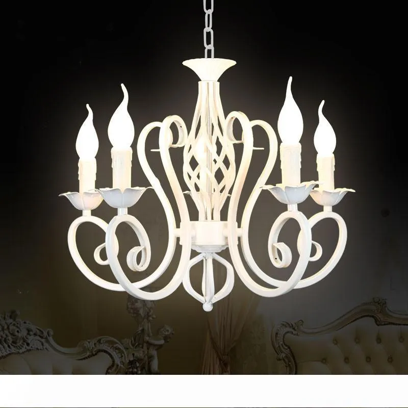 Ferro forjado Modern Pingente Chandeliers Vintage Chandelier Candle Candle Lighting Lightings Luminárias Black White Home Iluminação