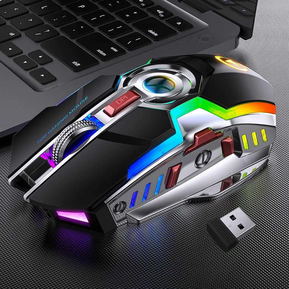 الألعاب اللاسلكية ماوس قابلة للشحن الصامت الصمام الخلفية الفئران usb مريح البصرية 7 مفاتيح rgb الخلفية لأجهزة الكمبيوتر المحمول ps4 xbox