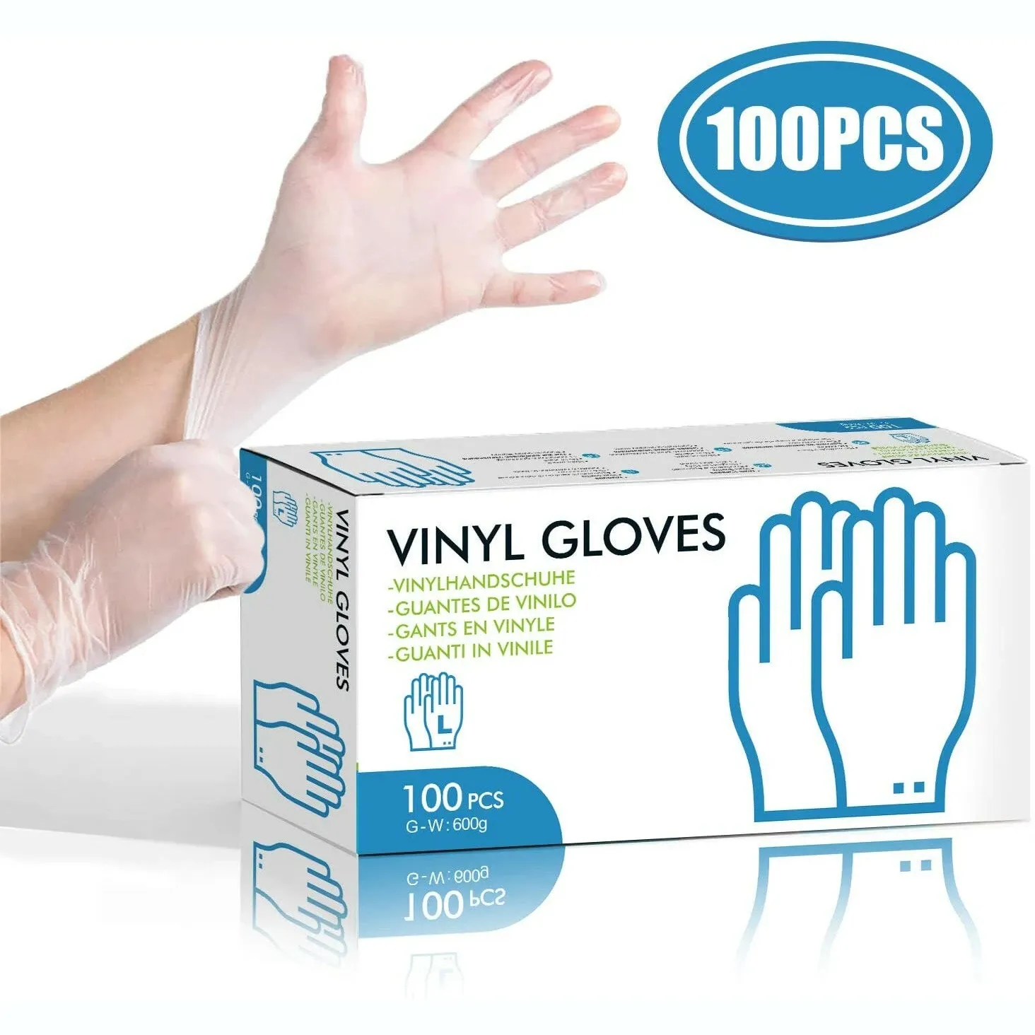100PCS TearSof antibacterial Safety Engångshandske Pulverfri Top Examination Handskar Stretchy