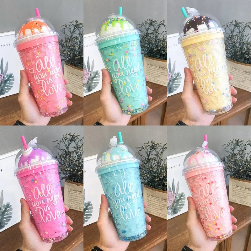Ice Cream Lids Plastic Water Cups With Straw Kids... From 7,16  | DHgate