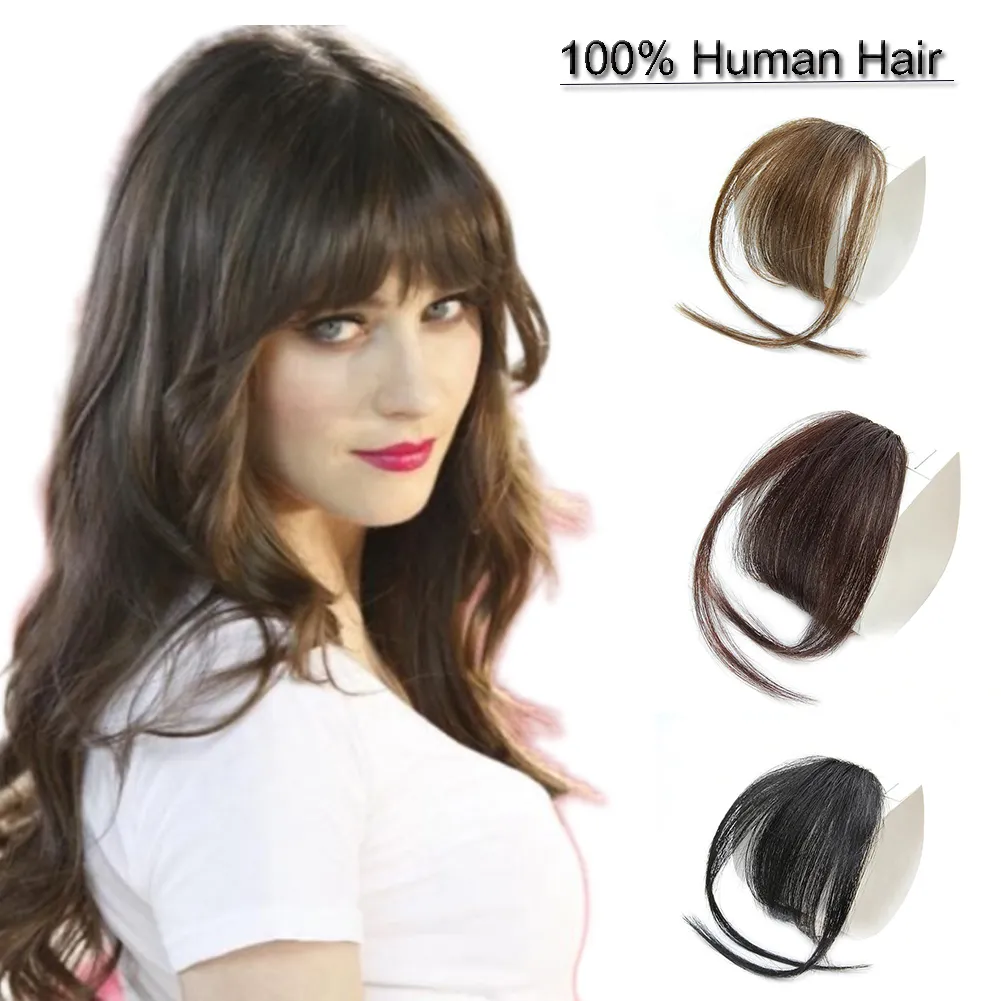 Clipe em franja extensões de cabelo cabelo humano franja de ar/pedaços de franja feitos à mão franja amarrada para mulheres