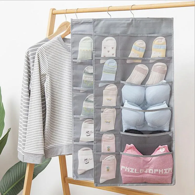 HayWHNKN Mesh Hanging Organizer - 30-Inch Closet Storage Bag For Underwear, Bras, Socks - Dorm Room Essential