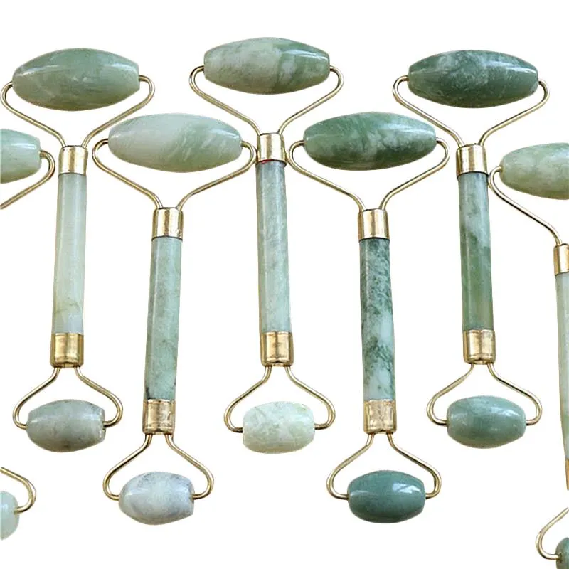 Natural Tumbled Chakra Rose Quartz Carved Beauty Roller Facial Massor