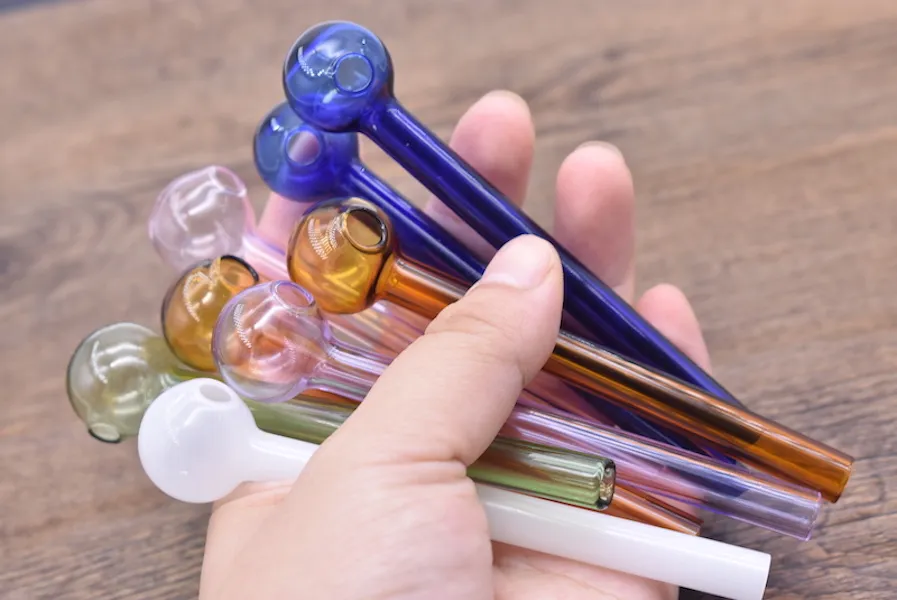 10cm pyrex straight glass oil burner pipe Glass smoking steamroller Pipes Glass oil tube Hand Pipes for Smoking Free Shipping