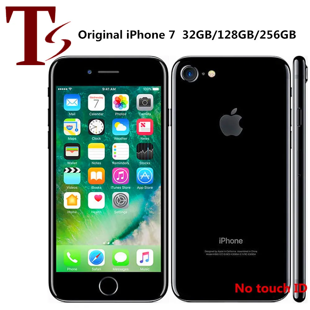 Yenilenmiş Orijinal Apple iPhone 7 4.7 inç Yok Parmak İzi iOS A10 Dört Çekirdekli 2GB RAM 32/128 / 256GB ROM UNLOCKED 4G LTE