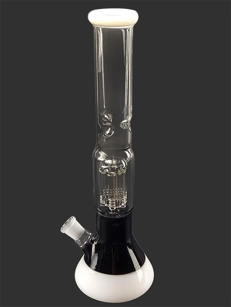 Black&White Base Glass Water Bongs Hookahs 14Inch Oil Burner Dab Rigs 18mm Female Joint Pipes for Chicha