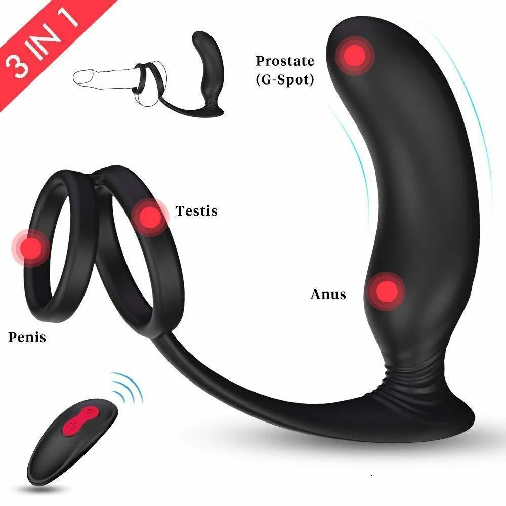 Juguetes sexuales anales Masajeador de próstata Feelingirl Vibradores masculinos Anillo del pene 9 Modo de vibración Vibrador de control remoto inalámbrico para hombres CX200727