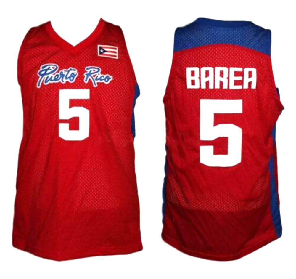 Jose JJ Barea #5 팀 푸에르토 리코 농구 저지 레드 승인 된 바느질 스티치 스티치 크기 2xs-4xl jerseys