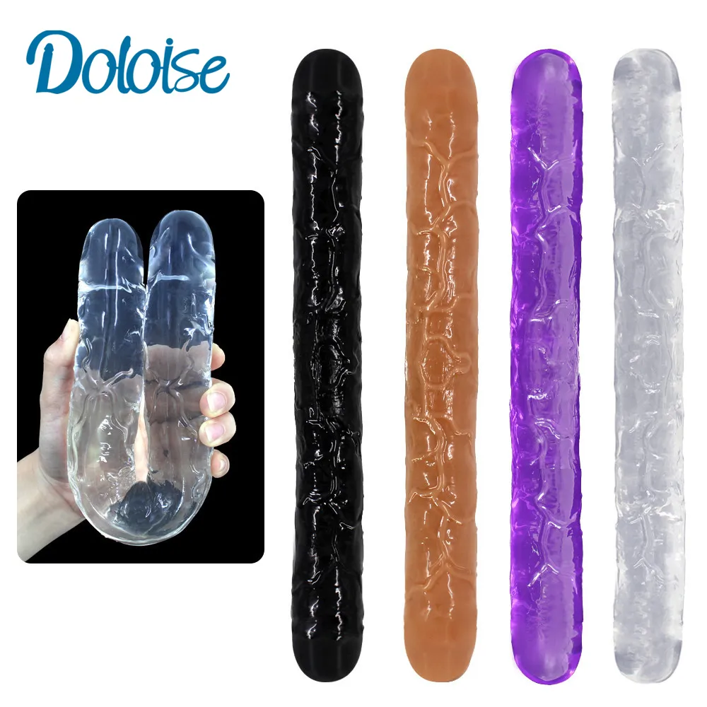 Flexible Realistic Dildo 13 Inch Double Ended Dildo - Flexible Clear TPR  Realistic Design For Couples & Solo Play Anal Dildo