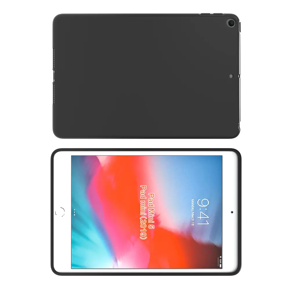 Funda transparente de silicona transparente TPU suave antideslizante mate negra para iPad mini 4/iPad mini 5 2019