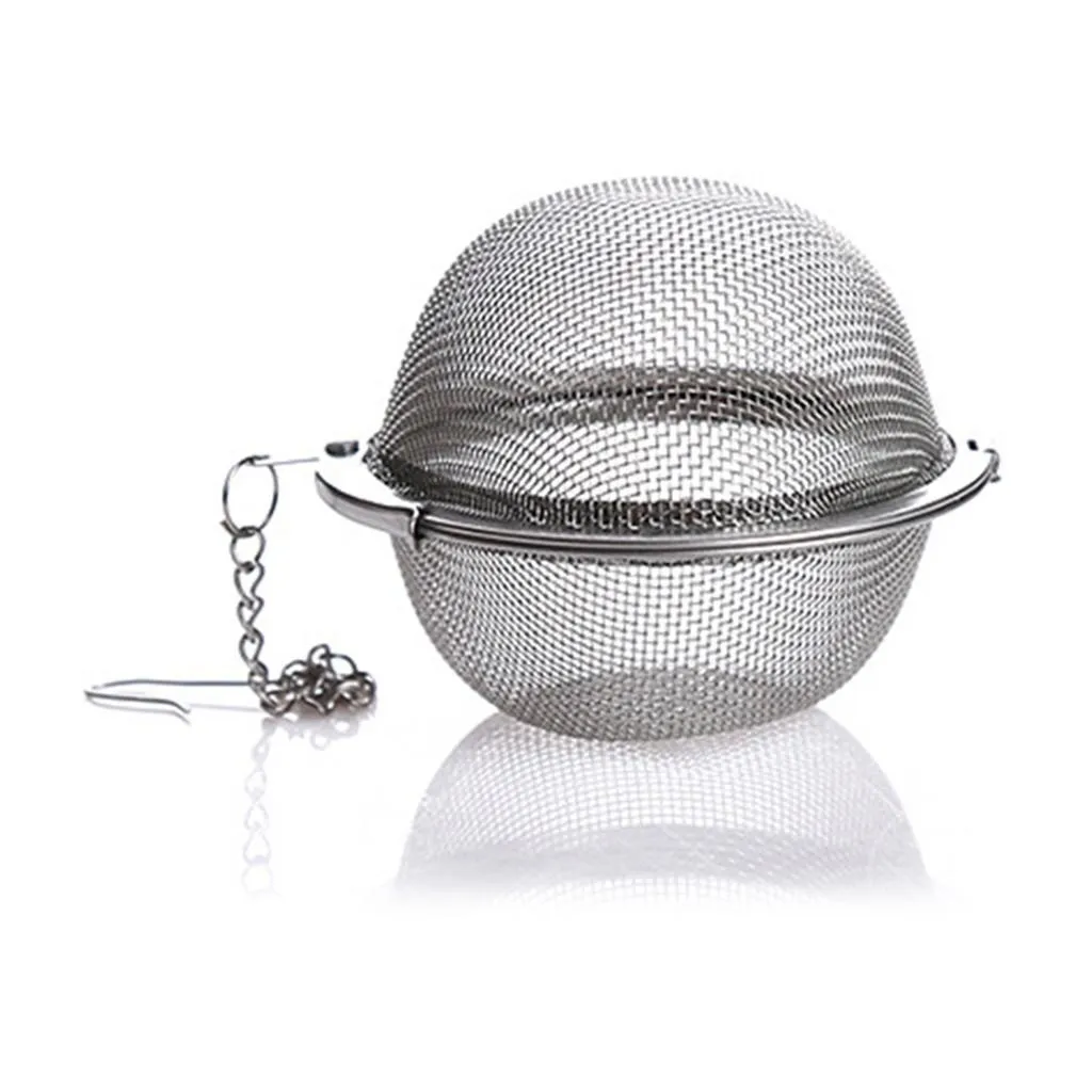 Tea Ball Mesh Rostfritt st￥l TEA INFUSER MED Kedja Loose Leaf Filter Metal Te Brewing Steeper