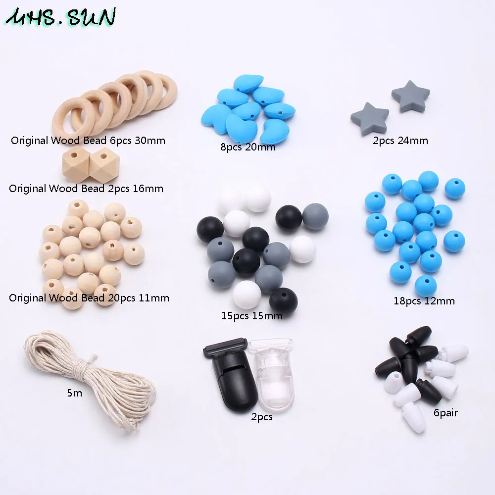 KT013 (4),$18.6. Blue&Black&Grey Silicone beads Set Baby Teether Jewelry Accessory BPA Free Star Silicone Beads DIY Toy Nursing Necklace