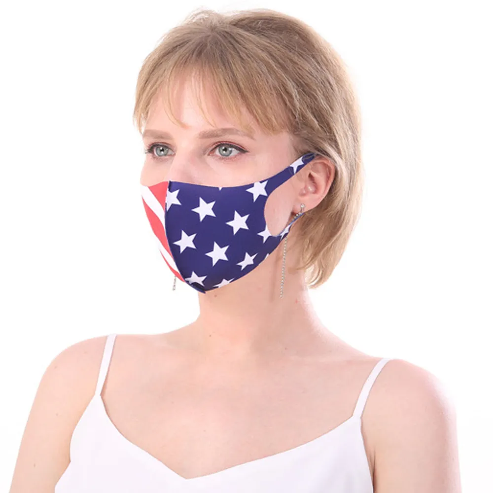 Masque d'impression créative anti-poussière lavable Riding anti-buée Sports de plein air masque drapeau américain flag visage couverture wholesale designer
