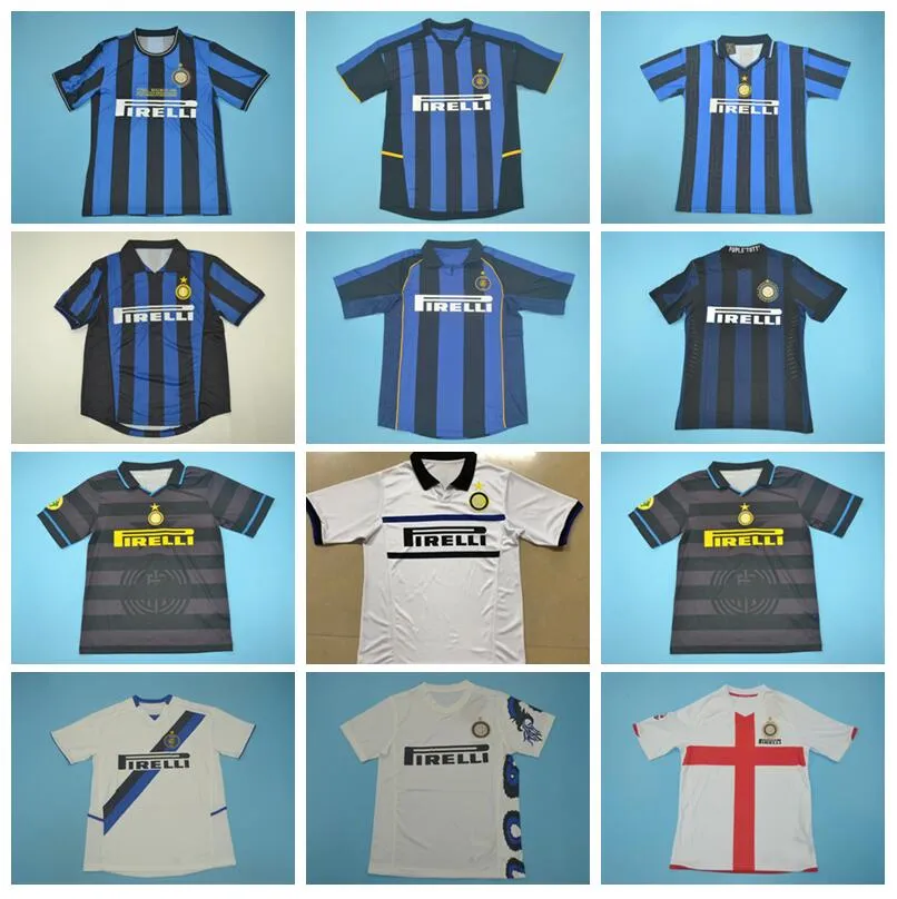 1990 1997 1998 1999 Inter Vinatge Milan Retro Voetbalshirt 9 RONALDO 22 MILITO 10 SNEIJDER 10 BAGGIO ZANETTI VIERI Voetbalshirt Kits