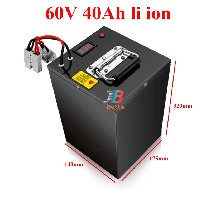 wasserdicht 60V 40Ah Lithium-Ionen-Bateria li BMS für 4000W 3000W  Dreirad-Roller-Fahrrad-Motorrad-Gokart + 5A Ladegerät