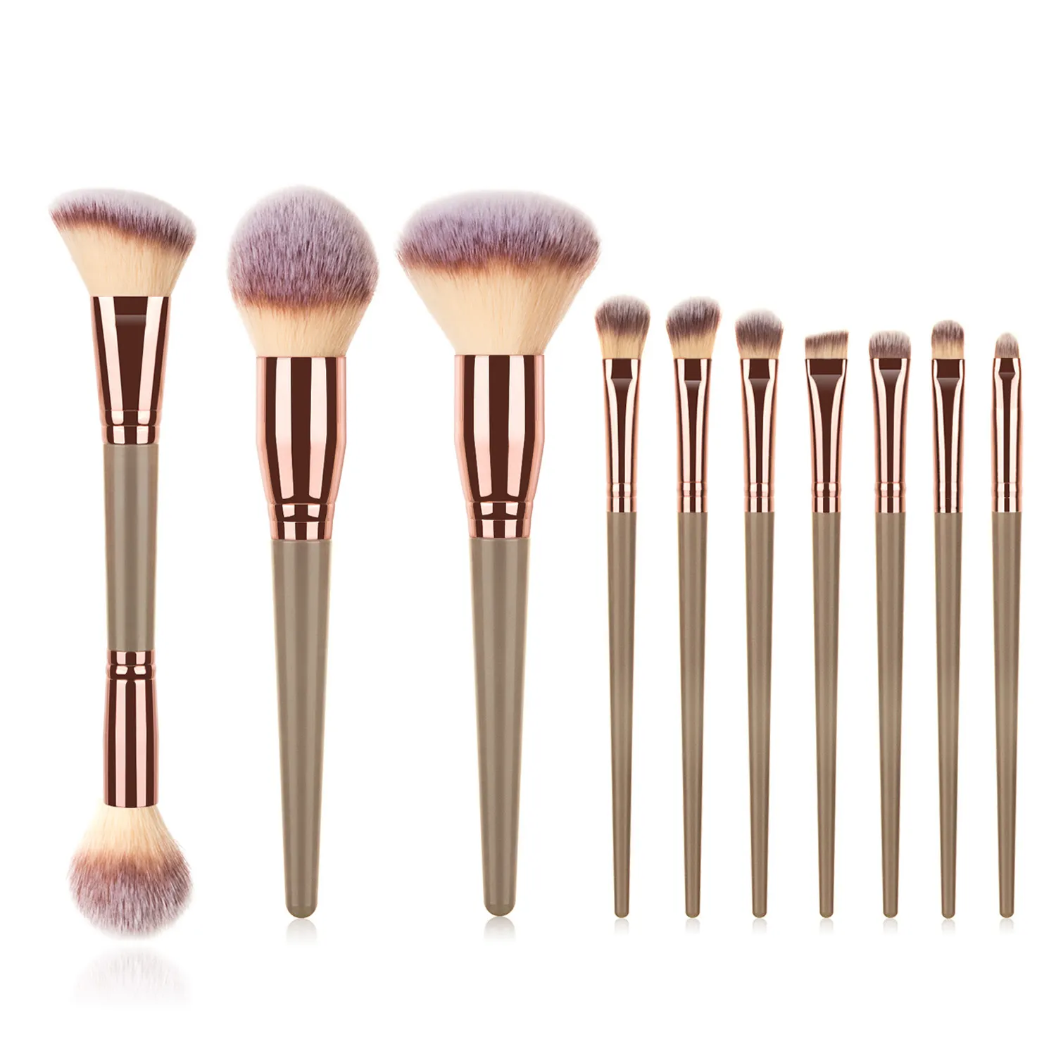 10шт золото Шампань набор кистей для макияжа Loose Powder Foundation Concelar Eye Shadow Brush Kit красоты для начинающих Косметические инструменты Наборы