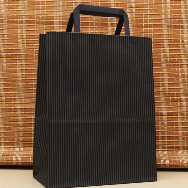 Sacchetti di carta Kraft per acquisti di regali neri ecologici di moda personalizzata con logo stampato