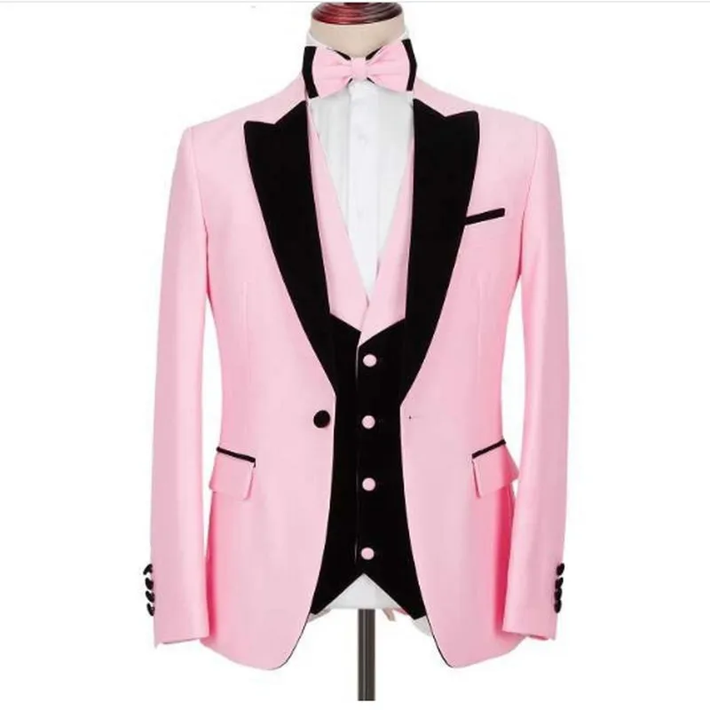 2020 Adsor Made Pink Men Suits Slim Fit Wedding Prom Blazer Костюм Homme 3 частей Мужское Платье Жених Смокингу (Куртка + Брюки + Жилет)