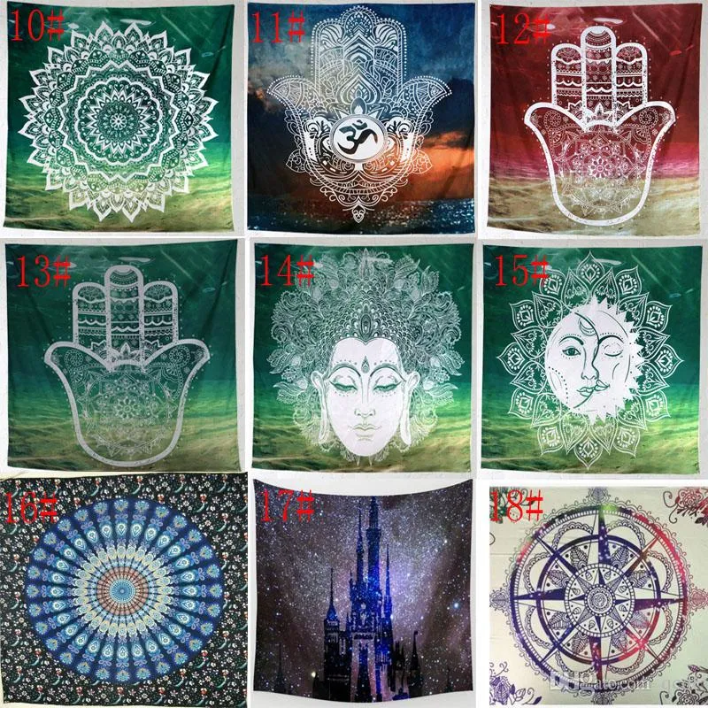 31 diseños Tapices para colgar en la pared Mandala bohemia Elefante Toalla de playa Mantón Estera de yoga Mantel Tapices de poliéster Decoración para el hogar