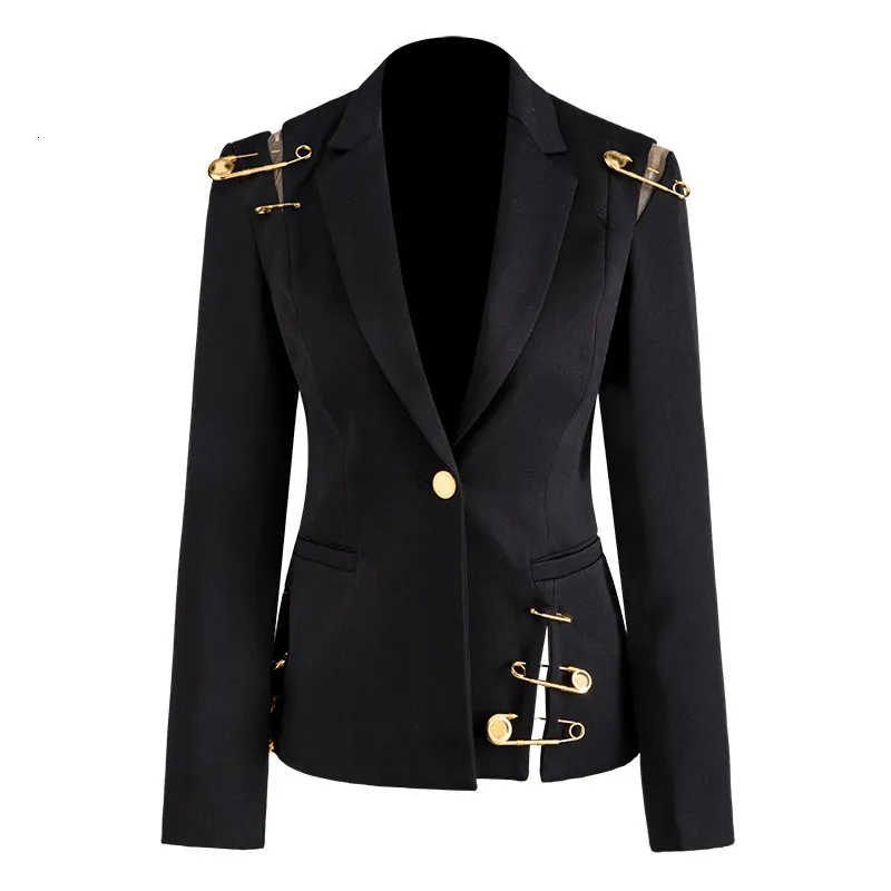 Giacca blazer scava fuori Patchwork Lace Up Blazer da donna con intaglio manica lunga Slim elegante abito femminile 2020 autunno