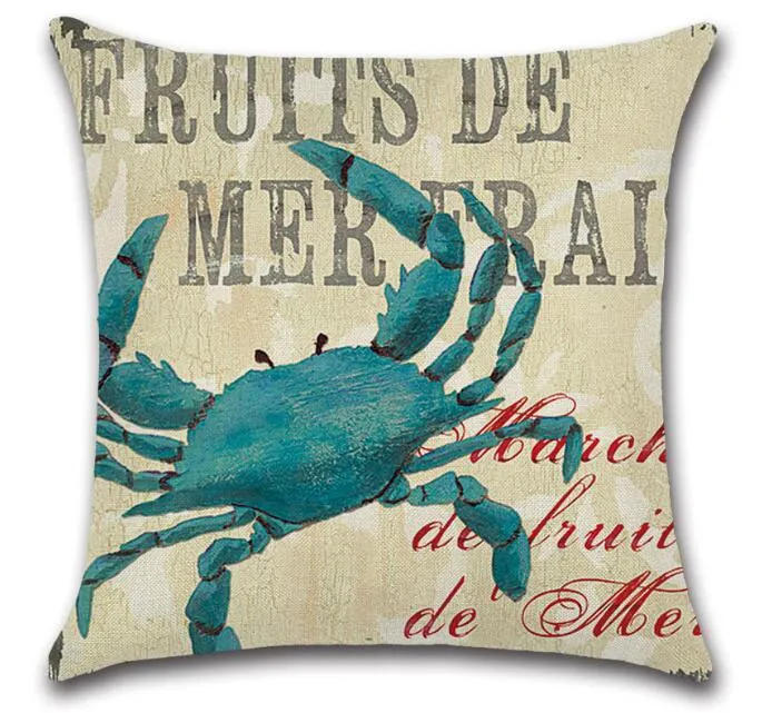 Marine Themed Lobster Crab Linen Throw Wirecutter Silk Pillowcase For