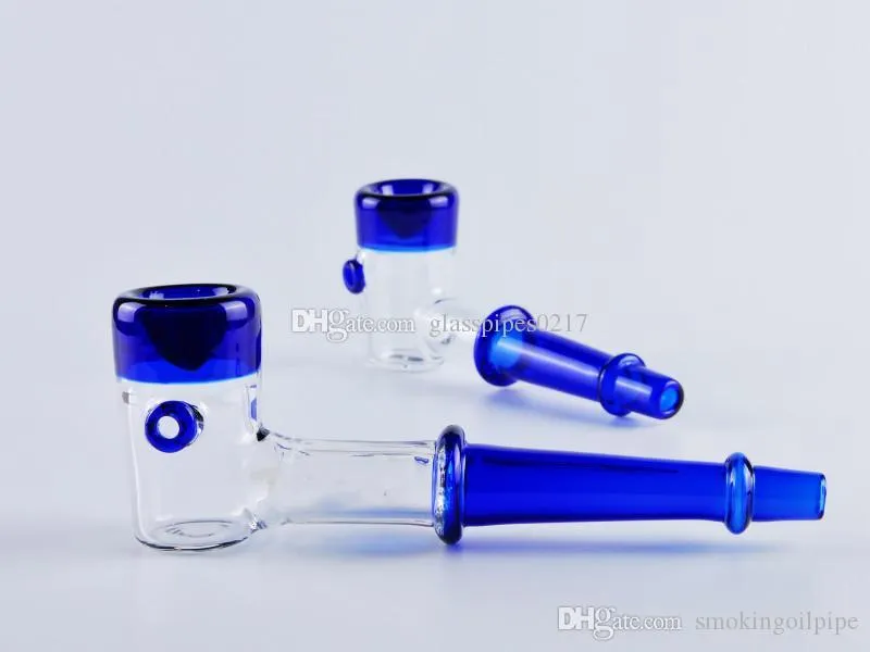 Borular cam kaşık boruları petrol brülör boru 2PCS Sigara Kalın Düz Kolu Cam Boru populer mavi Çekiç Bubbler boru 12cm uzunluğu El